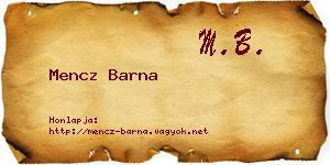 Mencz Barna névjegykártya