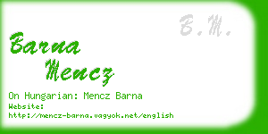 barna mencz business card